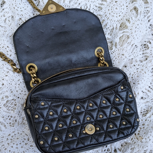 The Kooples Stella Studded Bag Black Leather + Brass Chain - Picture 5 of 17
